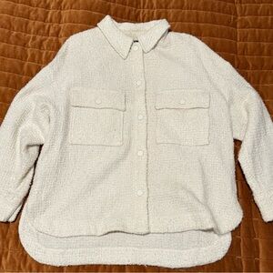 Cream Textured Button-Up Jacket